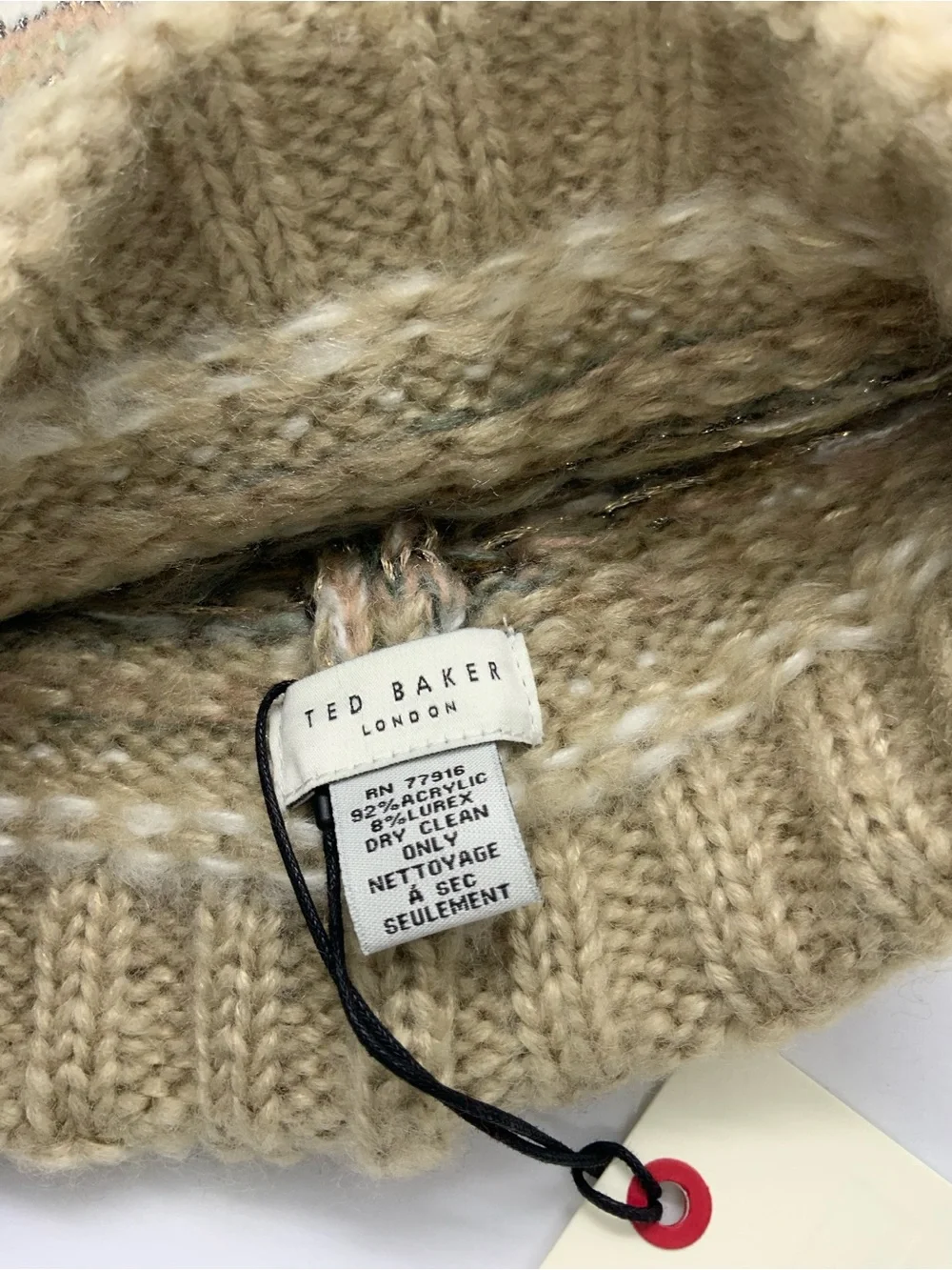 Ted Baker Neutral Fair Isle Pom-Pom Beanie - Beige & Cream